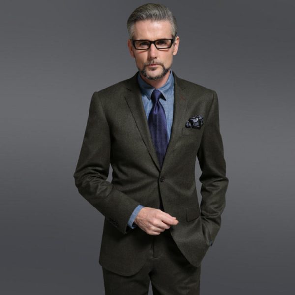 Chinese Clothing Manufacturers Green Front Office Uniforms Super 100% Wool Suit with Double Jets