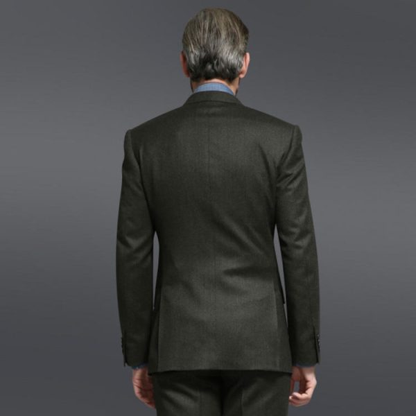 Chinese Clothing Manufacturers Green Front Office Uniforms Super 100% Wool Suit with Double Jets - Image 3
