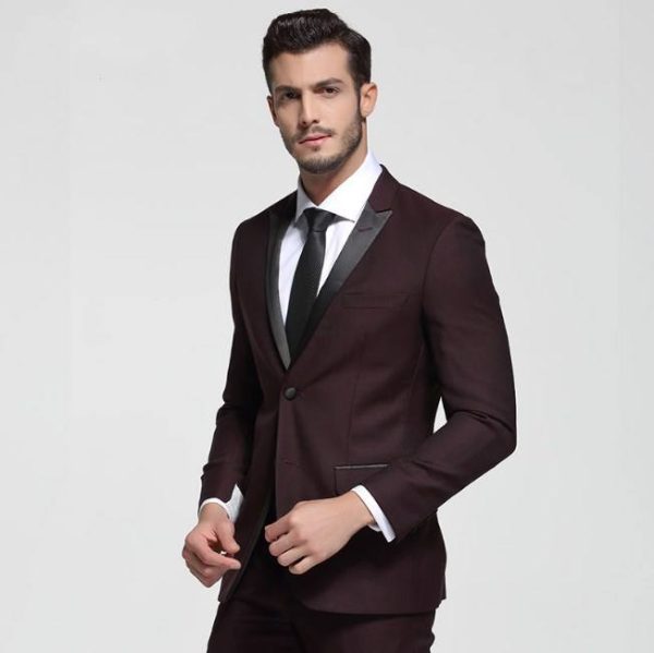 Half Canvas Groom Latest Wedding Coat Pant Design 100% Wool Satin Lapel Made to Measure Suits & Tuxedo for Men - Image 3