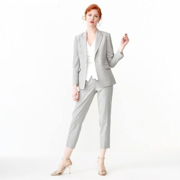 Ladies Trouser Suit Designs 50%Wool Blazers Ladies Women 2 Piece Set Pant Coat for Women Formal Suit - Image 2
